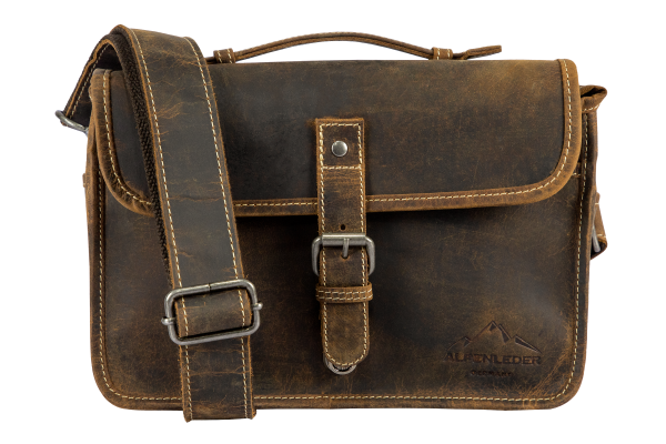 Alpenleder Leder Fototasche "Presse" Old Havanna